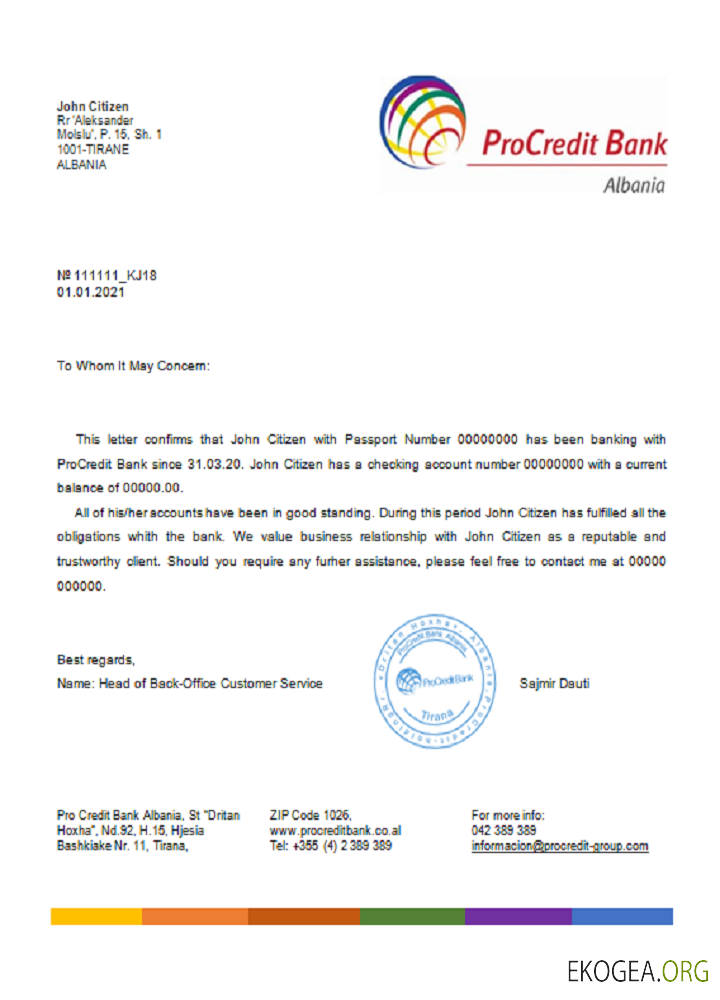 Albanie , Procredit , reference